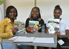 Skita Kiruja, Anita Nkirote and Nancy Murithi from Hortinews showing their magazine.